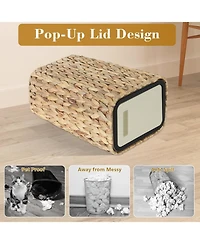 Streamdale Boho Trash Can with Lid - Rattan Wastebasket, 2.6-Gallon Woven Hamper