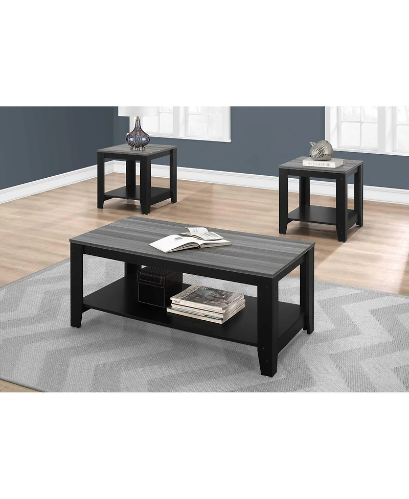 Set of Three Coffee Tables with Shelf for Storage and Display