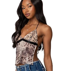 Edikted Women's Ziena Leopard Printed Backless Top
