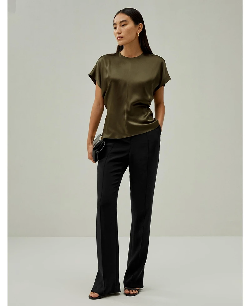 Women's Short Batwing Sleeve Silk Contour Top