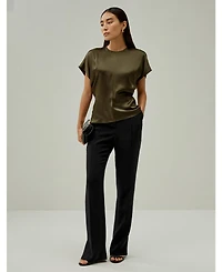 Women's Short Batwing Sleeve Silk Contour Top