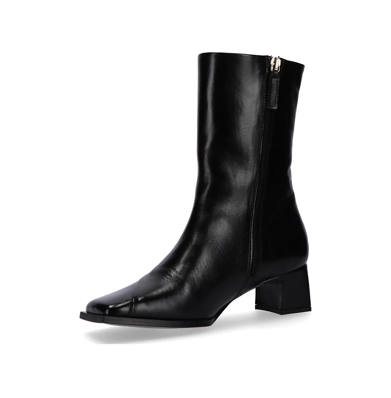 Chantal Black Leather Ankle Boots