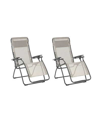 Lafuma Futura Zero Gravity Outdoor Steel Lawn Recliner Chair, Seigle (2 Pack)