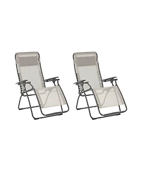 Lafuma Futura Zero Gravity Outdoor Steel Lawn Recliner Chair, Seigle (2 Pack)