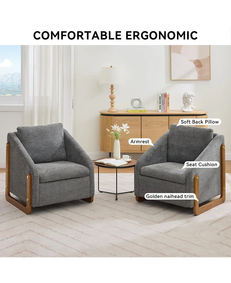 Streamdale Modern Chenille Armchair with Wooden Frame