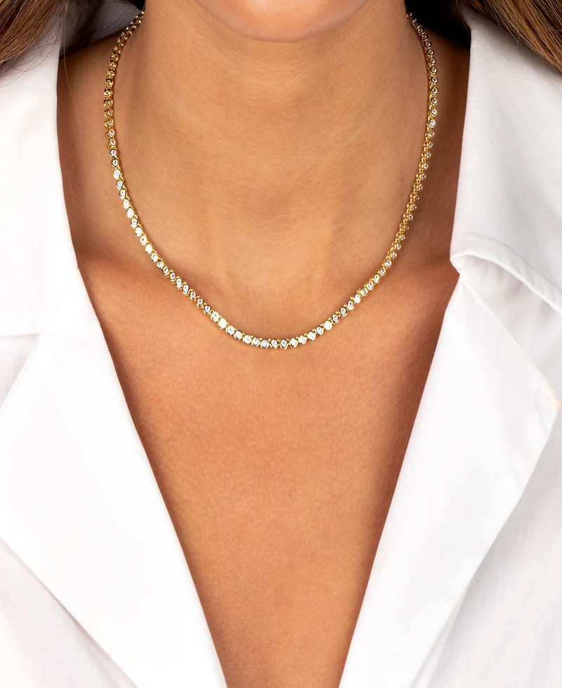 By Adina Eden Cubic Zirconia Bezel Tennis Necklace