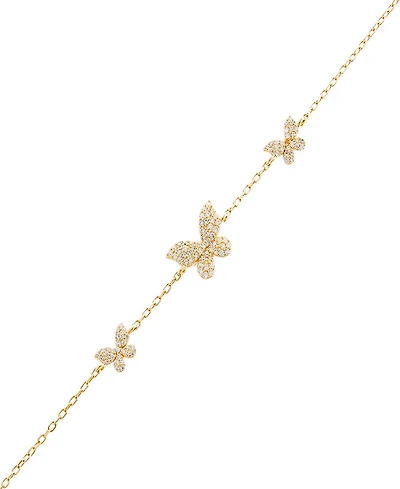 By Adina Eden Pave Triple Butterfly Bracelet
