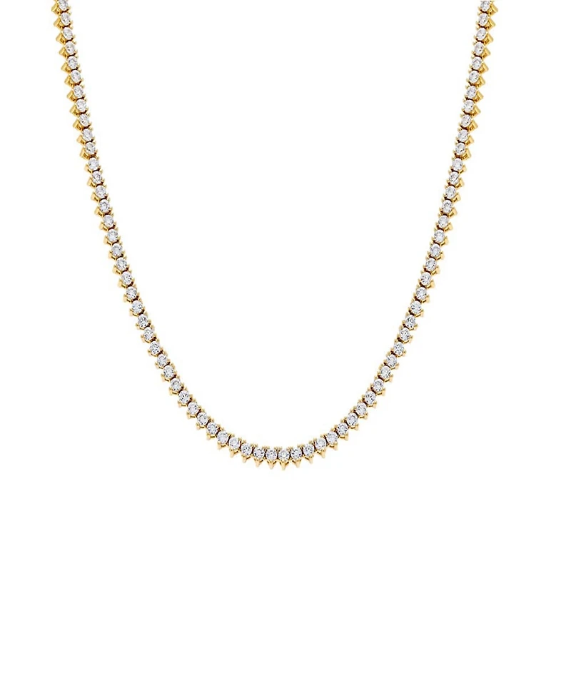 By Adina Eden Thin Three Prong Tennis Necklace
