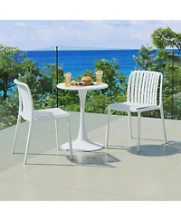 Outdoor Stackable Polypropylene Plastic Dining Side Chairs (Set of 2)