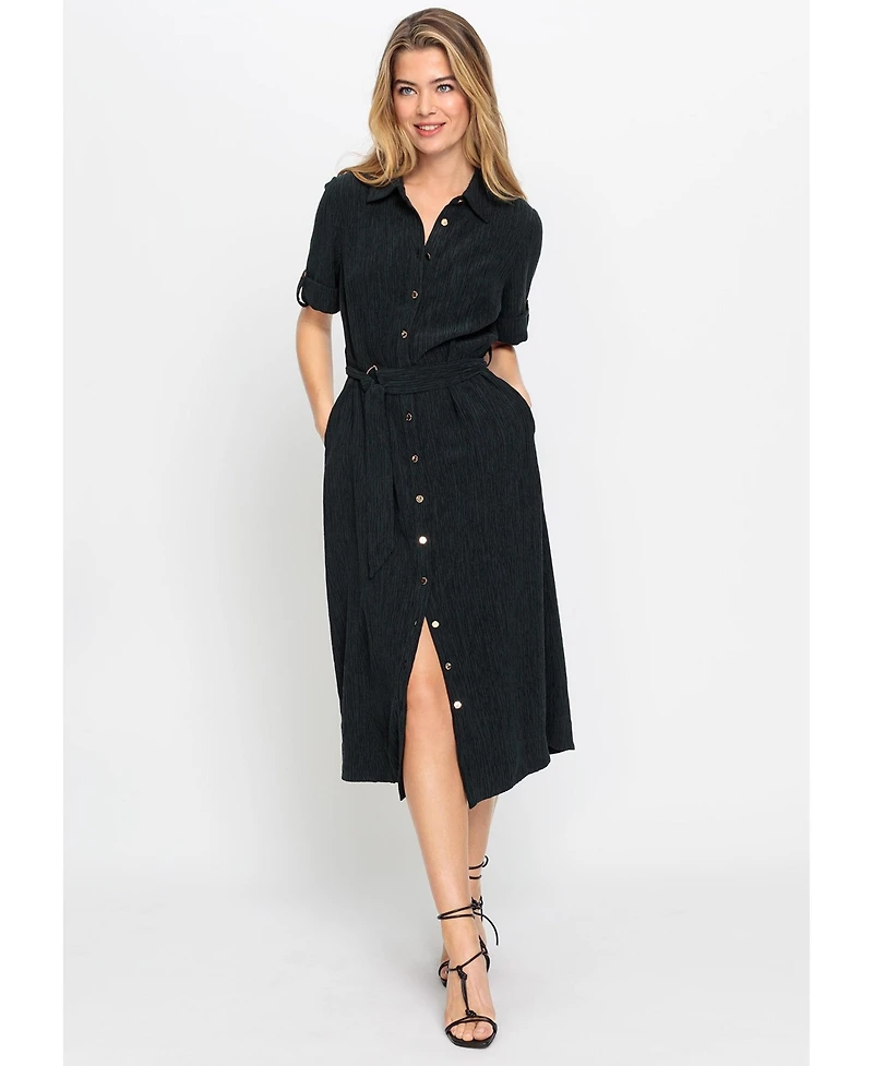 Olsen Women's Crinkle A-Line Shirt Dress