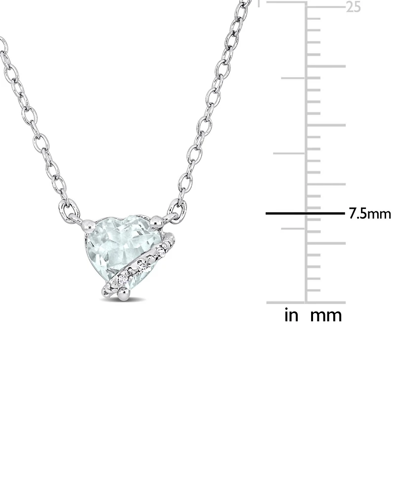 Gemstone Heart-Shaped Pendant Necklace Sterling Silver, 18"