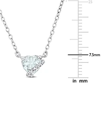 Gemstone Heart-Shaped Pendant Necklace Sterling Silver, 18"