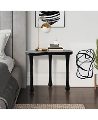 LuxenHome Black Wood Irregular Shape 19.9-Inch Tall Side Table