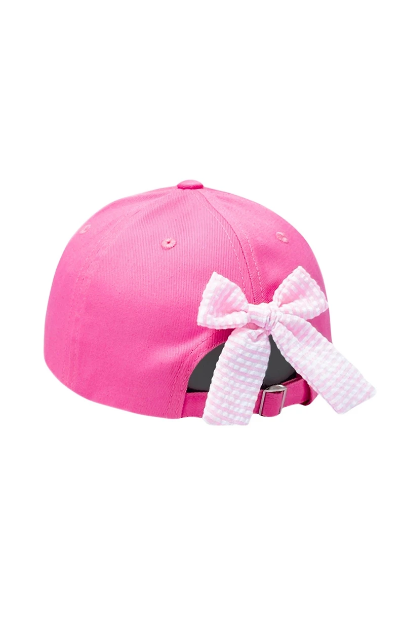 Bits & Bows Girls Dolphin Daydream Twill Bow Baseball Hat in Magenta