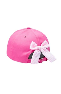 Bits & Bows Girls Dolphin Daydream Twill Bow Baseball Hat in Magenta