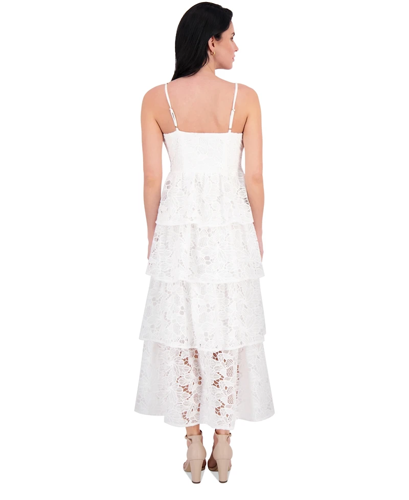 Siena Women's Embroidered-Lace Ruffle-Tiered Dress