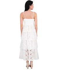 Siena Women's Embroidered-Lace Ruffle-Tiered Dress