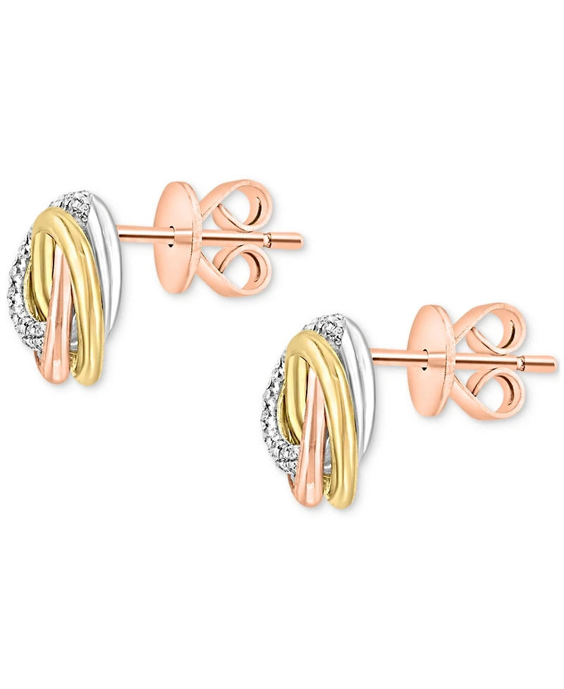 Lali Jewels Diamond Swirl Knot Stud Earrings (1/6 ct. t.w.) in 14k Tricolor Gold