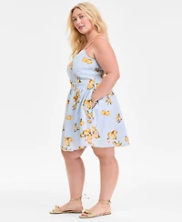On 34th Plus Cotton Kumquat Smocked-Back Mini Dress, Exclusively at Macy's