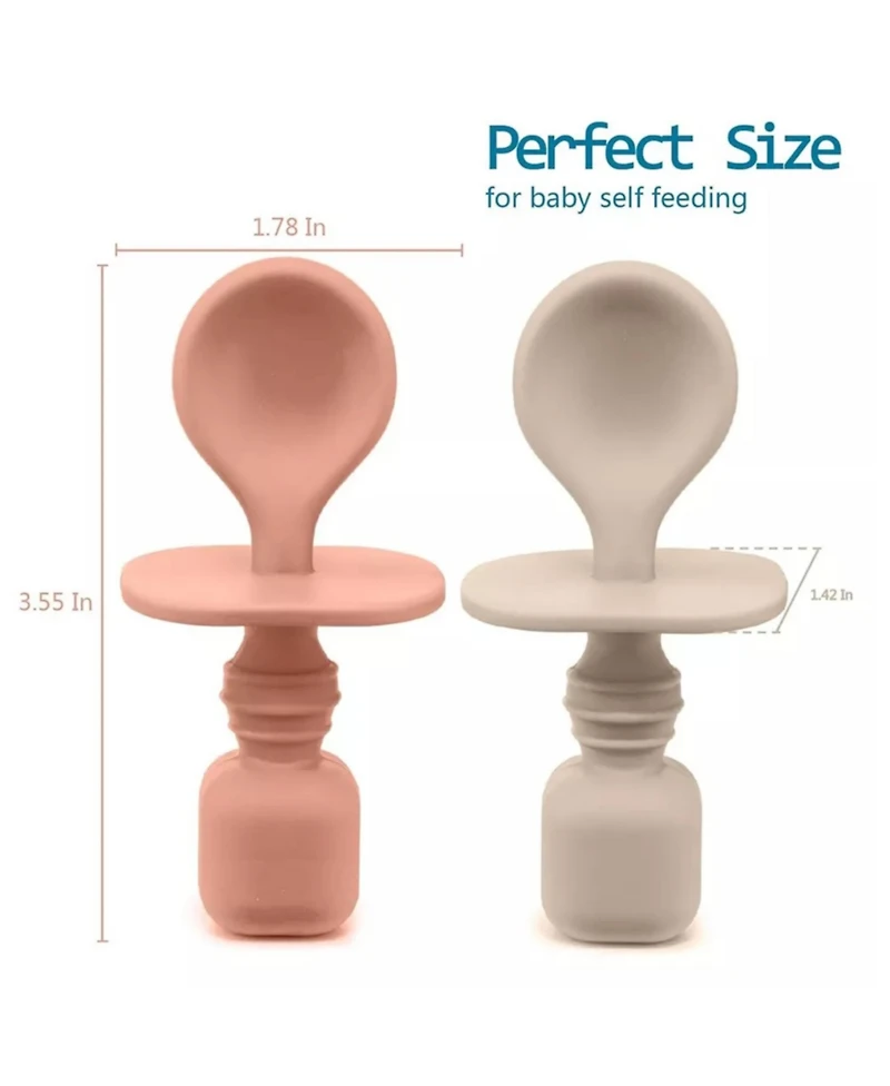 Sperric Silicone Baby Spoons for Baby Led Weaning 2-Pack, First Stage Baby Feeding Spoon Set Gum Friendly Bpa Lead Phthalate and Plastic Free