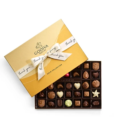 Godiva Assorted Milk Chocolate Gift Box with Thank you Ribbon, 36 Pieces