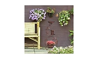 Bird Bath and Solar Bird Feeders Combo with Flower Planter Pedestal