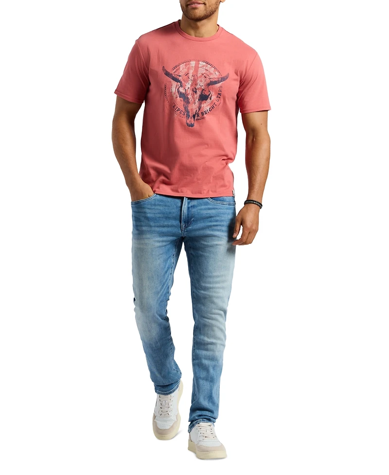Men's Tarz Relaxed Fit Short Sleeve Bull Skull Graphic Crewneck T-Shirt