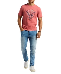 Men's Tarz Relaxed Fit Short Sleeve Bull Skull Graphic Crewneck T-Shirt
