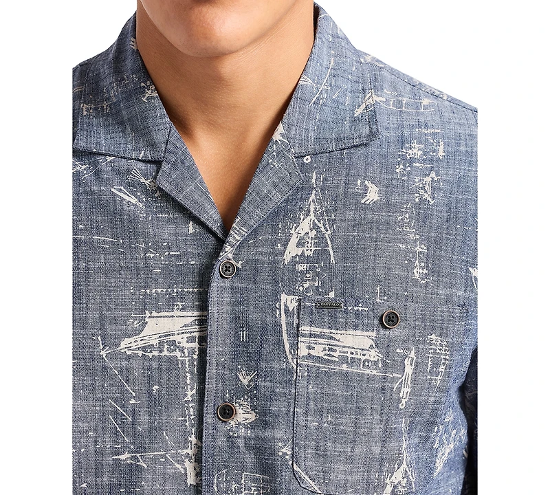 Men's Sonix Relaxed-Fit Nautical-Print Button-Down Camp Shirt