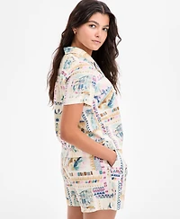 Lucky Brand Women's Printed Linen-Blend Camp Shirt