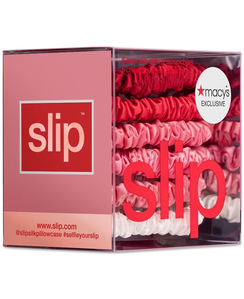 Slip 6-Pc. Strawberry Sundae Pure Silk Skinny Scrunchies Set, Exclusively at Macy's
