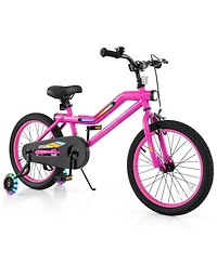 18-Inch Kids Bike with Led Lights, Training Wheels, and Headlight, Adjustable Seat for Ages 4-8