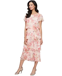 Sl Fashions Women's Floral-Print Tiered Dress