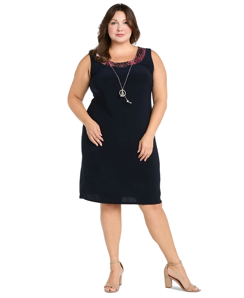R & M Richards Plus Neck-Sheath Dress Chiffon Jacket