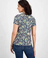 Style & Co Petite Short-Sleeve Knit Henley, Exclusively at Macy's