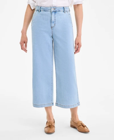 Style & Co Petite High-Rise Cropped Wide-Leg Jeans, Exclusively at Macy's