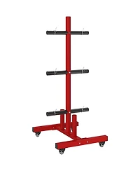 Soozier Olympic Weight Plate Rack with 4 Wheels and 6 Fasten Clamps,