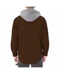 Smith's Workwear Men's Sherpa-Lined Hooded Stretch-Canvas Snap Shirt-Jacket