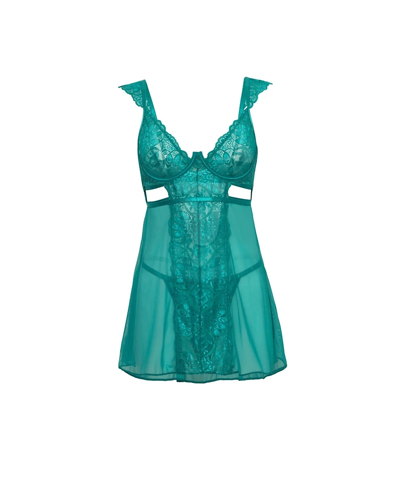 Oh La Cheri Women's Farah Lace Sheer Babydoll