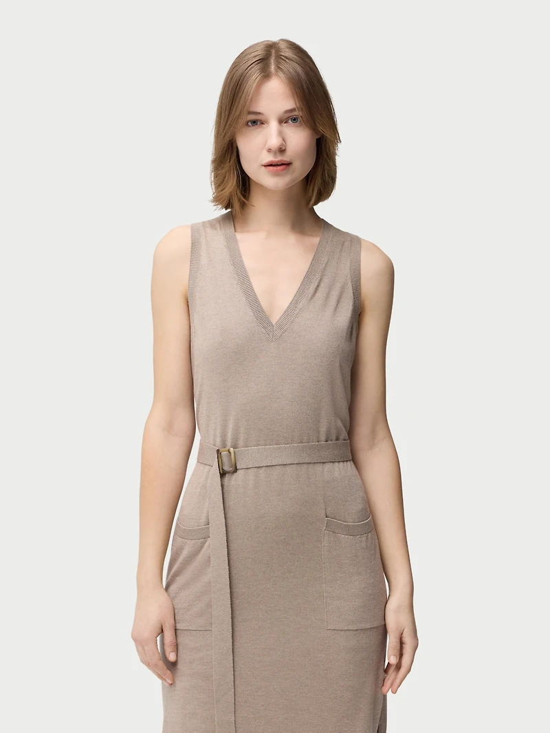 Gobi Cashmere Women's V-neck Silk Cashmere Dress
