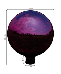 Indoor/Outdoor Reflective Mirrored Surface Garden Gazing Globe Ball with Stemmed Bottom and Rubber Cap - 10" Diameter