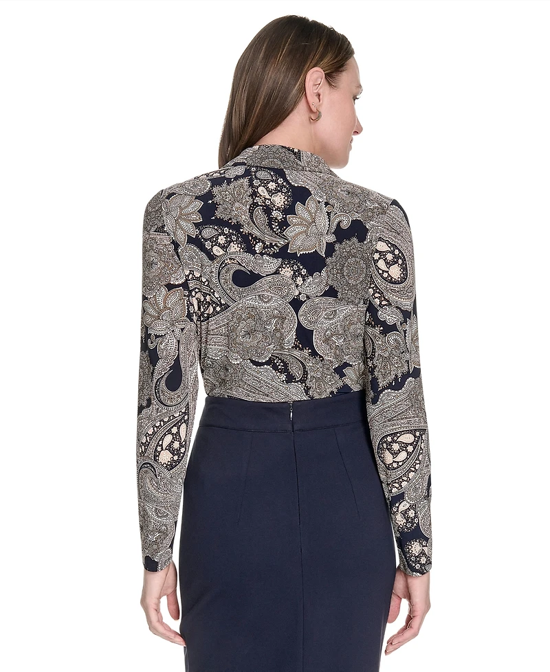 Tommy Hilfiger Women's Printed Long-Sleeve Knit Blouse