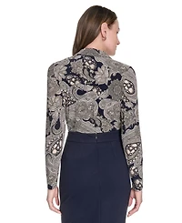 Tommy Hilfiger Women's Printed Long-Sleeve Knit Blouse