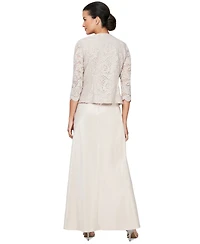 Alex Evenings Lace Jacket & Lace-Top Gown
