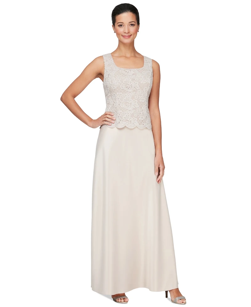 Alex Evenings Lace Jacket & Lace-Top Gown