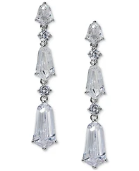 Eliot Danori Silver-Tone Cubic Zirconia Linear Drop Earrings, Exclusively at Macy's