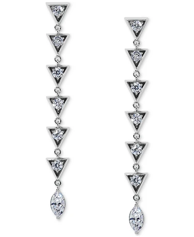 Eliot Danori Silver-Tone Cubic Zirconia Triangle Linear Drop Earrings, Exclusively at Macy's