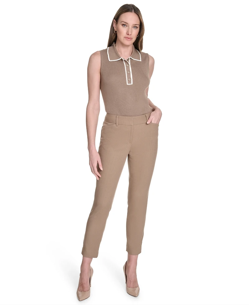 Tommy Hilfiger Women's Solid Mid-Rise Slim-Fit Ankle Pants