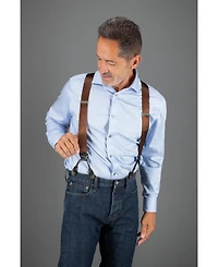 Trafalgar Men's Dutton Solid Color Silk Button End Suspenders