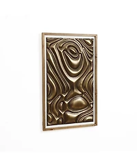 LuxenHome Gold Metal Abstract Wood Framed 20"W x 32" H Wall Decor